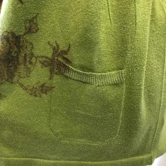 One World Green 3/4 Sleeves Scoop Neck Sweater Lg - Picture 6 of 8